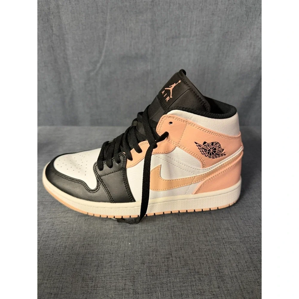 Nike Air Jordan 1 Mid Crimson Tint White/Arctic Orange Black 554724-133 Mens 8.5